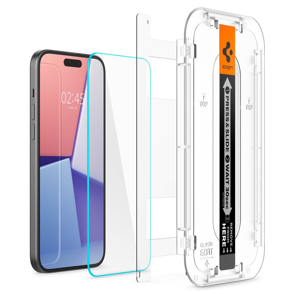 Szkło hartowane Spigen Glas.tr EZ Fit 2-Pack z ramką aplikacyjną do Apple iPhone 15